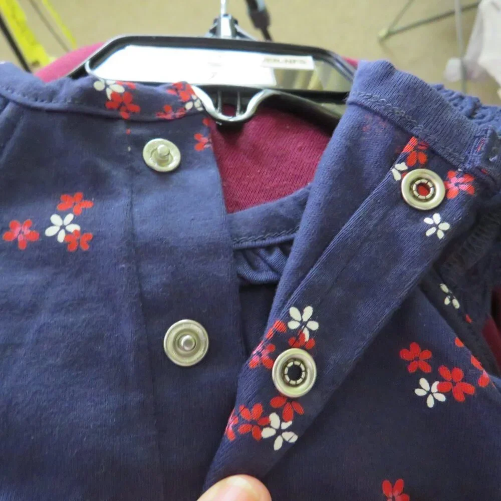 Baby Navy & Red Floral Dress & Panties set 2pc 100% cotton 6mts Carter's